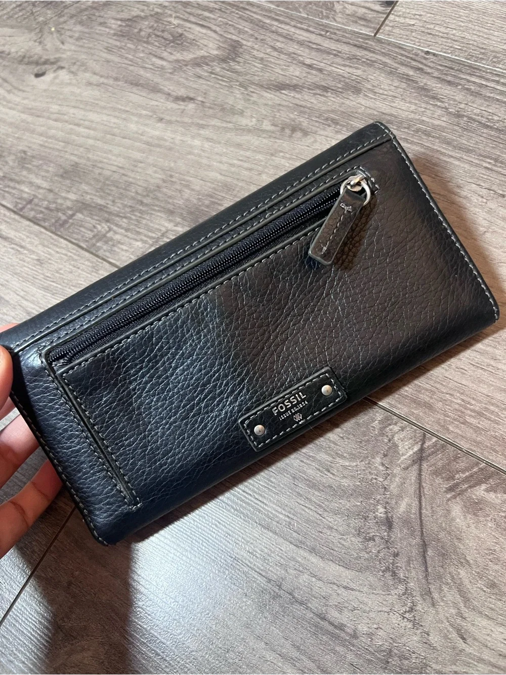 Fossil Black Leather Snap Wallet